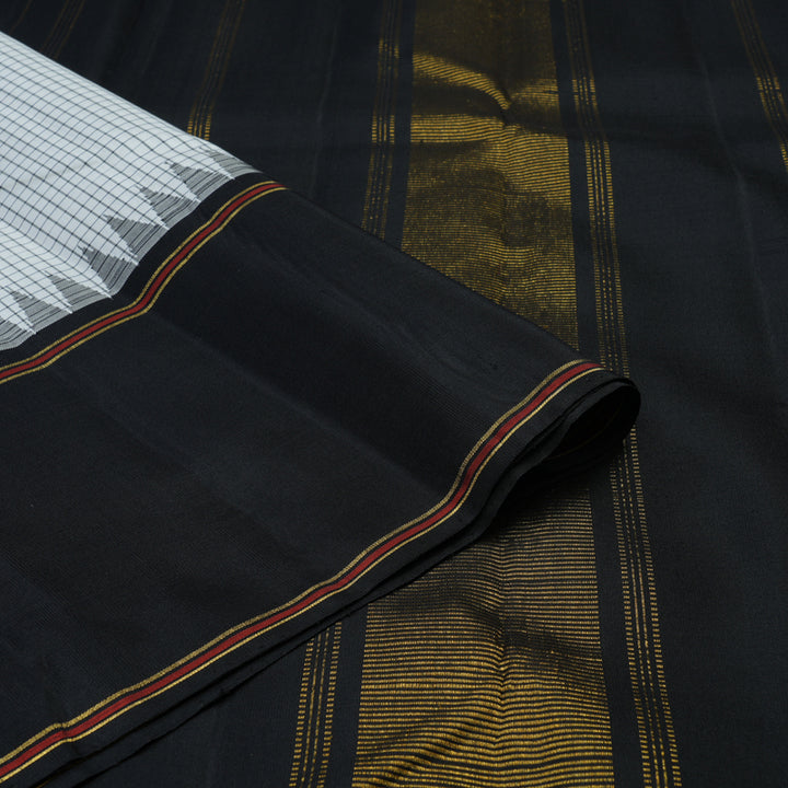 Hayagrivas Handloom White Kanjivaram Silk Saree with Ganga Jamuna Border KBE2334B6-1