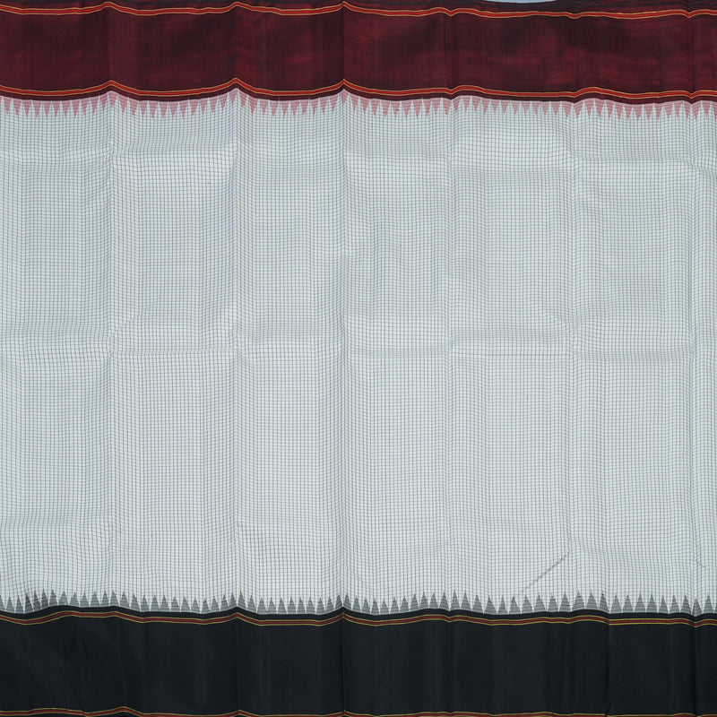 Hayagrivas Handloom White Kanjivaram Silk Saree with Ganga Jamuna Border KBE2334B6-1