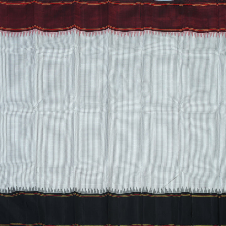 Hayagrivas Handloom White Kanjivaram Silk Saree with Ganga Jamuna Border KBE2334B6-1