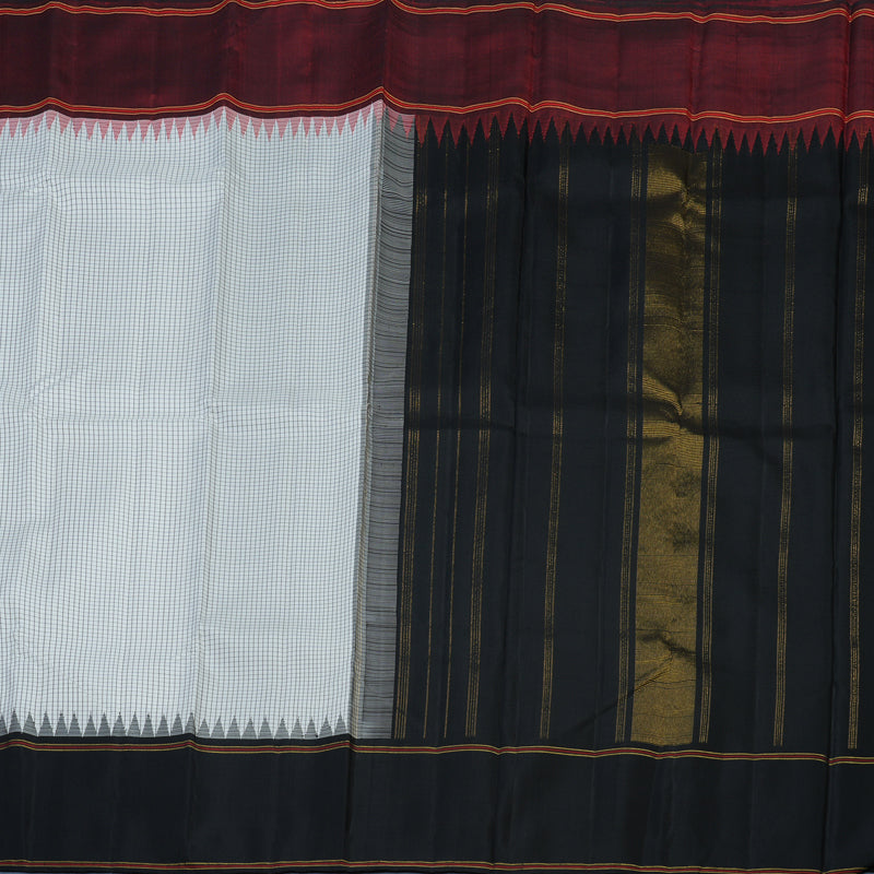 Hayagrivas Handloom White Kanjivaram Silk Saree with Ganga Jamuna Border KBE2334B6-1