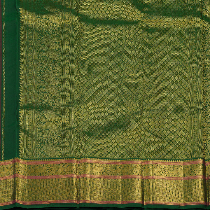 Hayagrivas Handloom Wine Maroon Kanjivaram Silk Saree with Bottle Green Border KBE2334B7-1