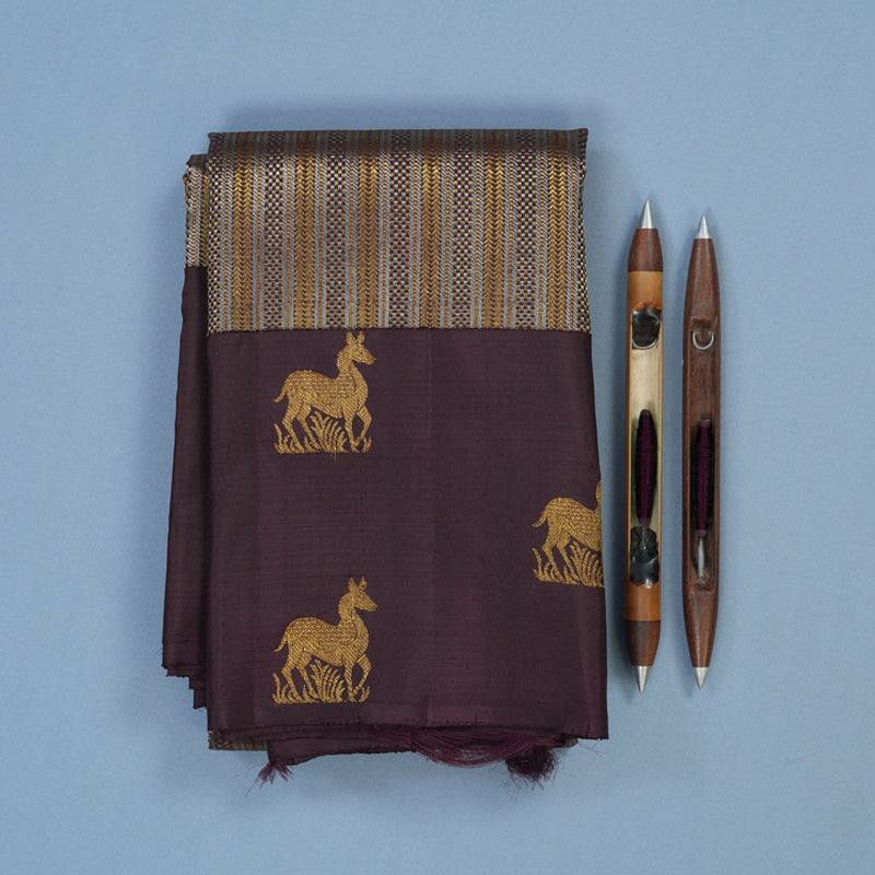 Hayagrivas Handloom Burgundy Kanjivaram Silk Saree KBE2335B14-1