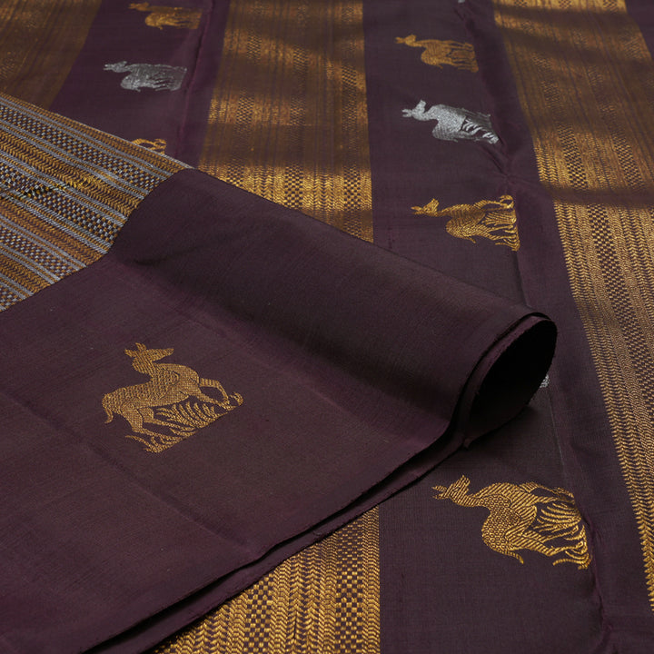Hayagrivas Handloom Burgundy Kanjivaram Silk Saree KBE2335B14-1