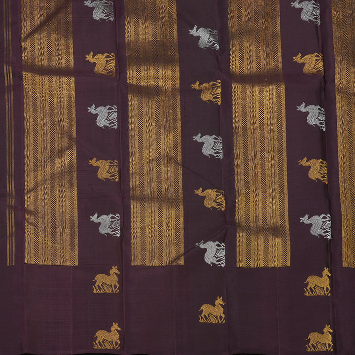 Hayagrivas Handloom Burgundy Kanjivaram Silk Saree KBE2335B14-1