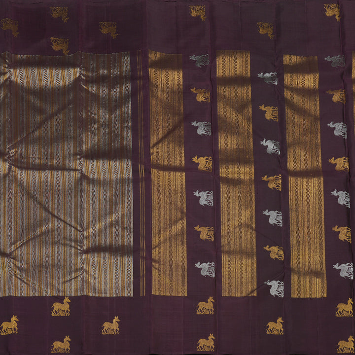 Hayagrivas Handloom Burgundy Kanjivaram Silk Saree KBE2335B14-1