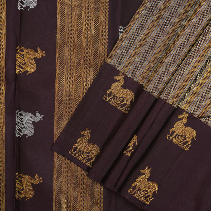 Hayagrivas Handloom Burgundy Kanjivaram Silk Saree KBE2335B14-1