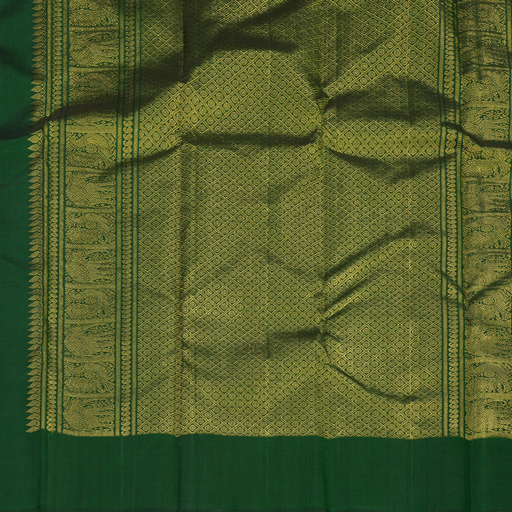 Hayagrivas Handloom Dark Green Kanjivaram Silk Saree KBE2335B15-1