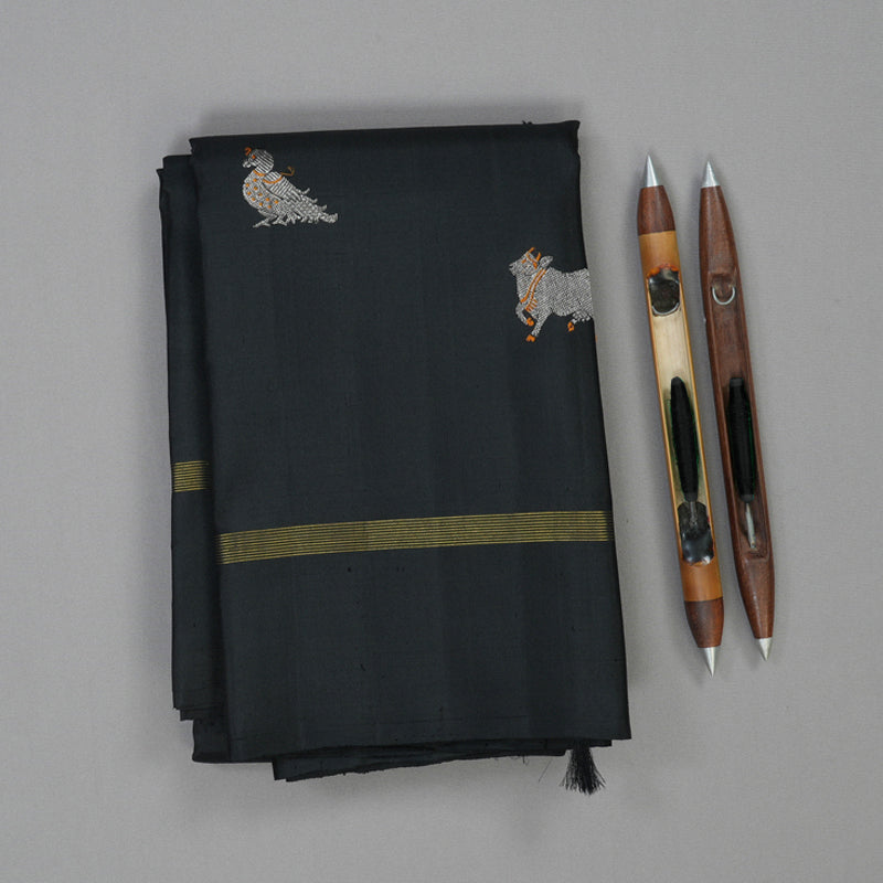 Hayagrivas Handloom Black Kanjivaram Silk Saree KBE2335B6-2