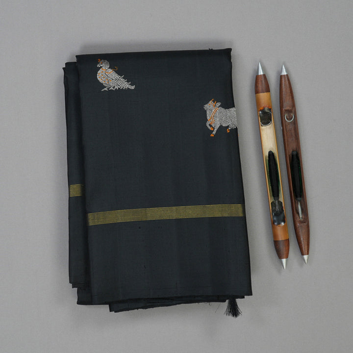 Hayagrivas Handloom Black Kanjivaram Silk Saree KBE2335B6-2