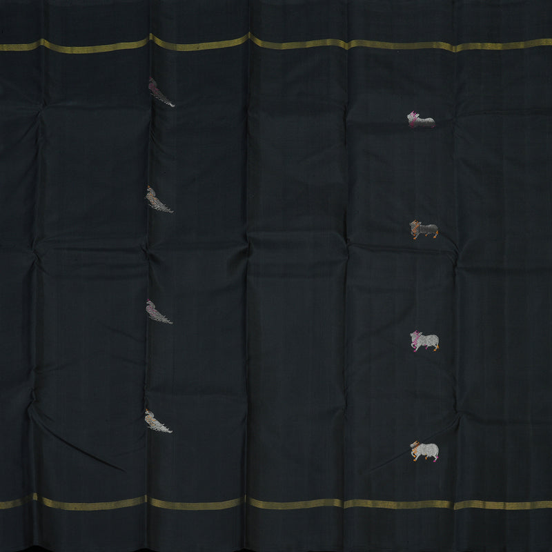 Hayagrivas Handloom Black Kanjivaram Silk Saree KBE2335B6-2