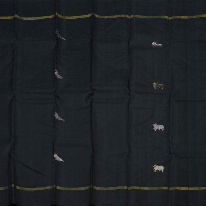 Hayagrivas Handloom Black Kanjivaram Silk Saree KBE2335B6-2