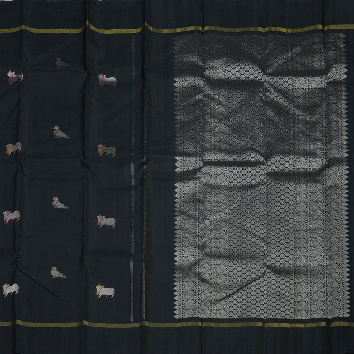 Hayagrivas Handloom Black Kanjivaram Silk Saree KBE2335B6-2