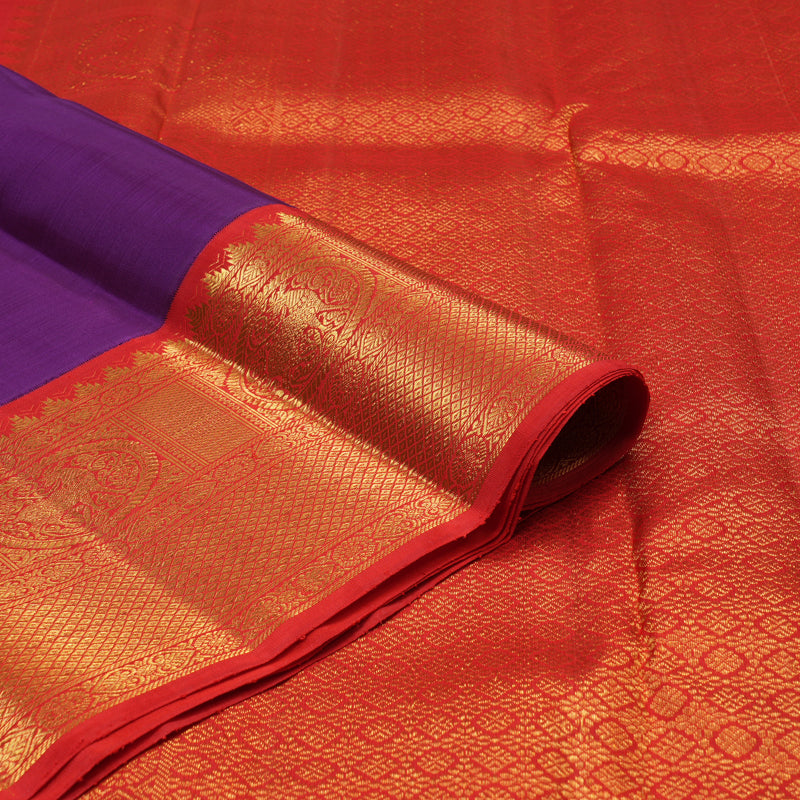 Hayagrivas Handloom Purple Kanjivaram Silk Saree with Red Border KBE2336B2-4