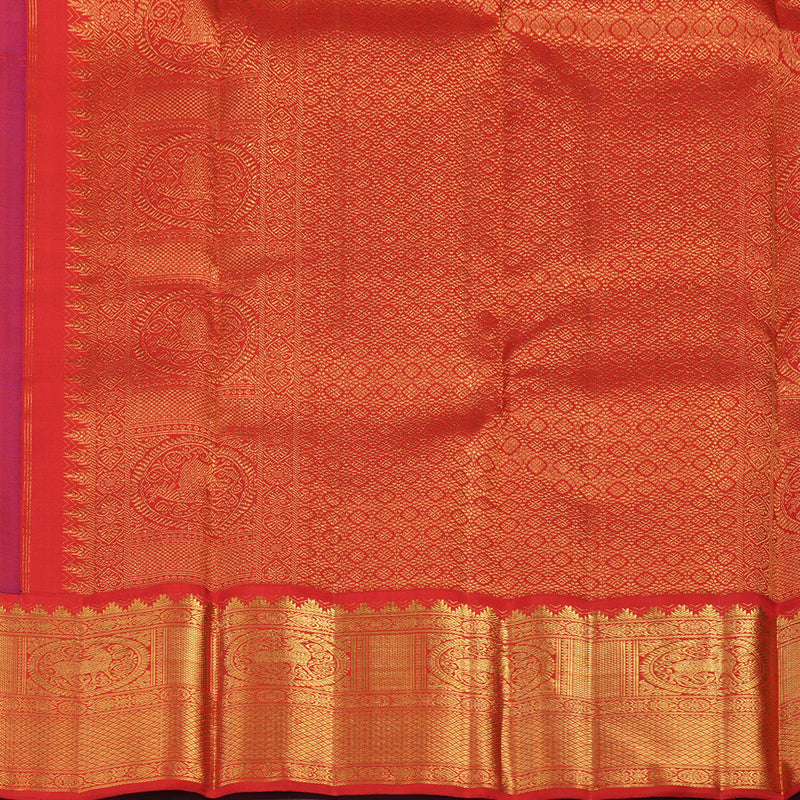 Hayagrivas Handloom Purple Kanjivaram Silk Saree with Red Border KBE2336B2-4