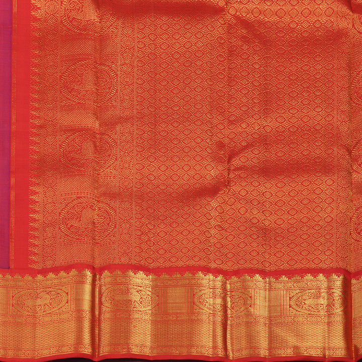 Hayagrivas Handloom Purple Kanjivaram Silk Saree with Red Border KBE2336B2-4