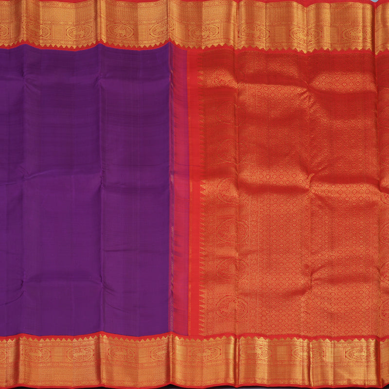 Hayagrivas Handloom Purple Kanjivaram Silk Saree with Red Border KBE2336B2-4
