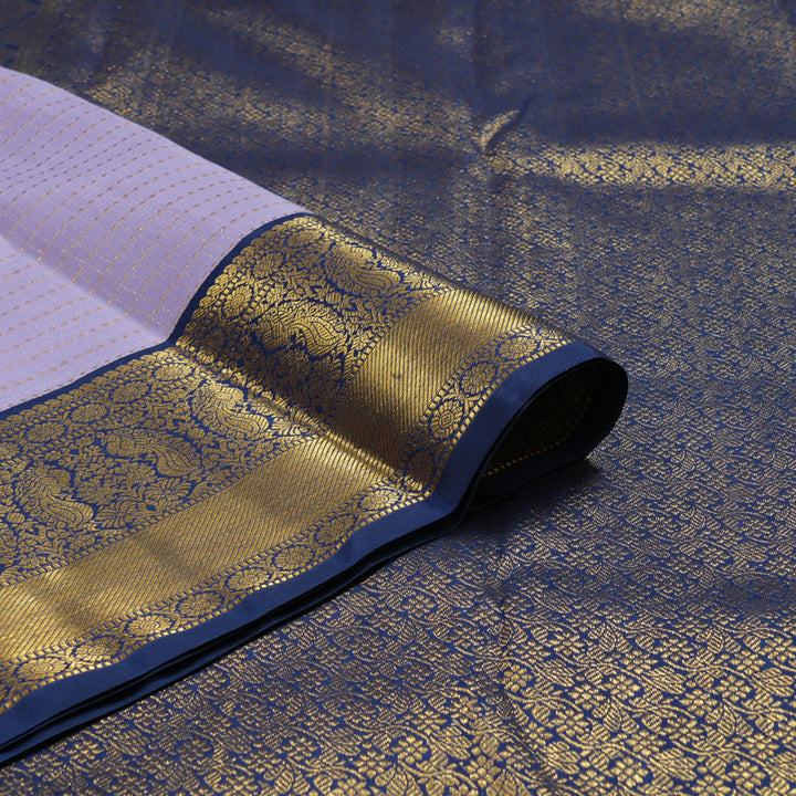 Hayagrivas Handloom Lilac Kanjivaram Silk Saree with Dark Blue Border KBE2336B5-1
