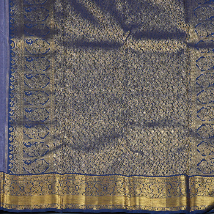 Hayagrivas Handloom Lilac Kanjivaram Silk Saree with Dark Blue Border KBE2336B5-1