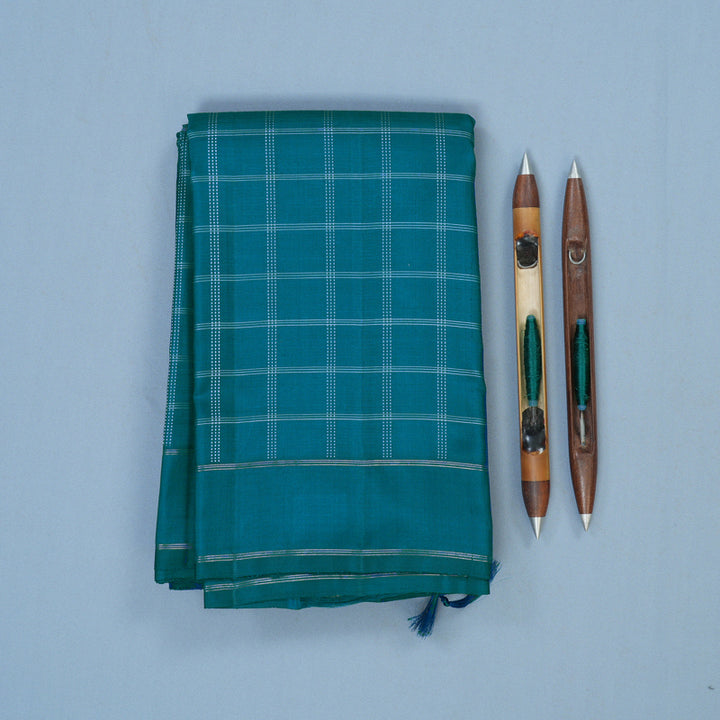 Hayagrivas Handloom Teal Blue Kanjivaram Silk Saree KBE2336B7-1