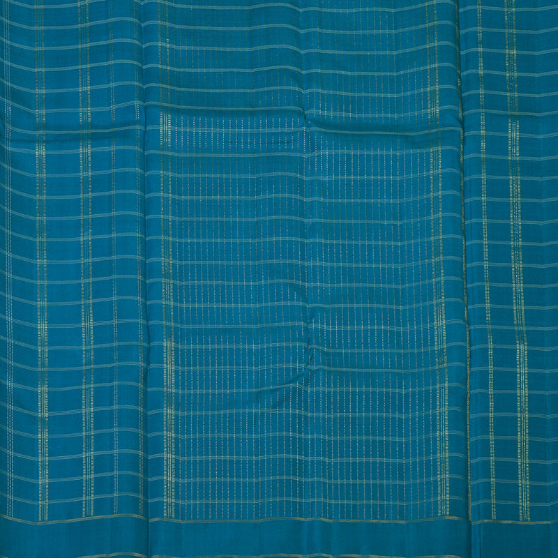 Hayagrivas Handloom Teal Blue Kanjivaram Silk Saree KBE2336B7-1