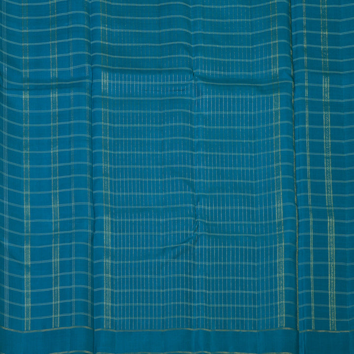 Hayagrivas Handloom Teal Blue Kanjivaram Silk Saree KBE2336B7-1