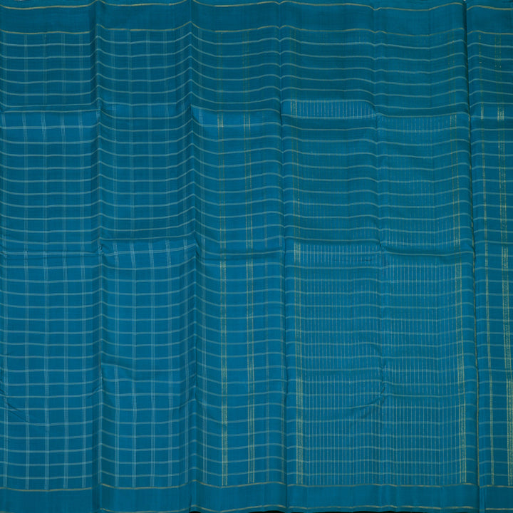 Hayagrivas Handloom Teal Blue Kanjivaram Silk Saree KBE2336B7-1
