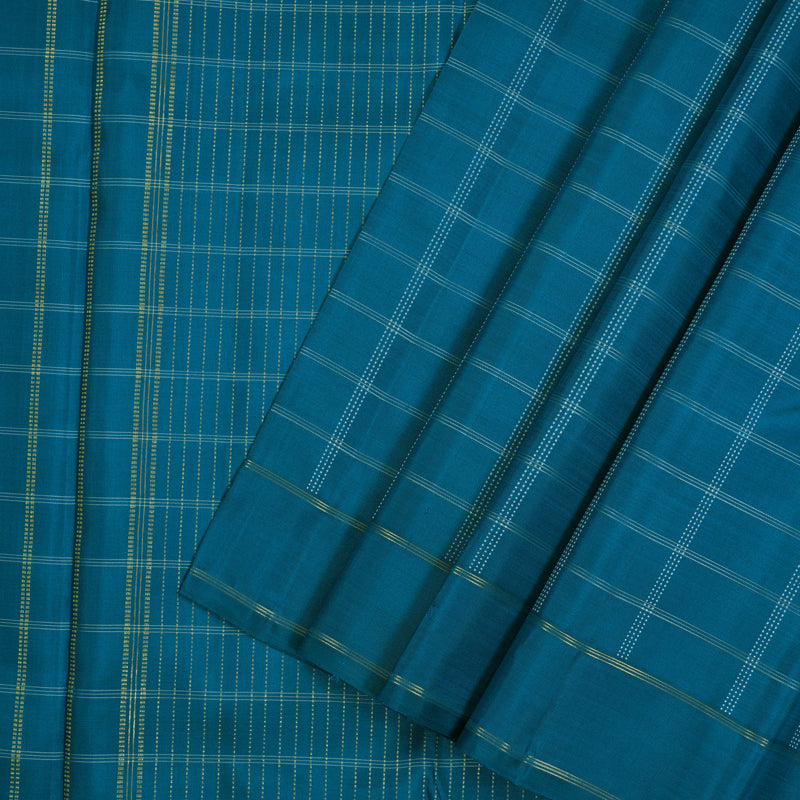 Hayagrivas Handloom Teal Blue Kanjivaram Silk Saree KBE2336B7-1