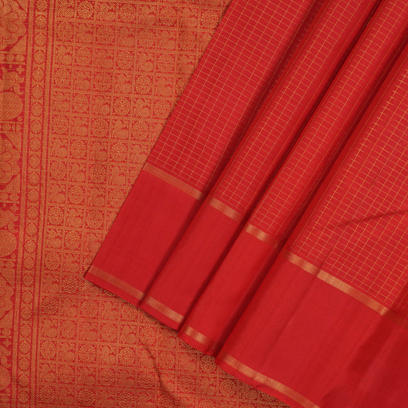 Hayagrivas Handloom Red Kanjivaram Silk Saree KBE2337B5-2