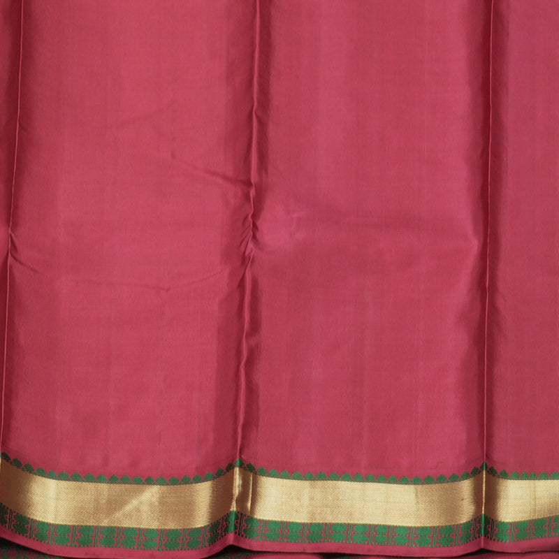 Hayagrivas Handloom Half-White Kanjivaram Silk Saree with Maroonish-Pink Border KBE2338B7-1