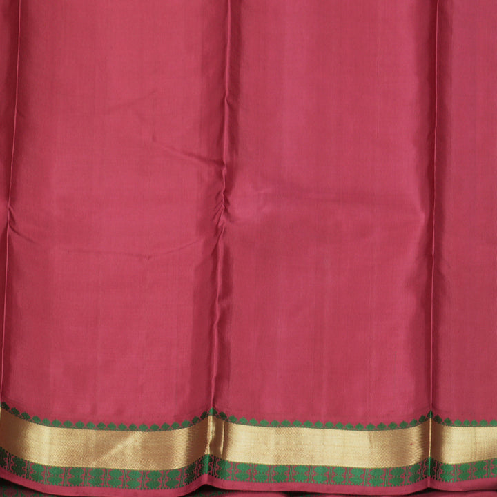 Hayagrivas Handloom Half-White Kanjivaram Silk Saree with Maroonish-Pink Border KBE2338B7-1