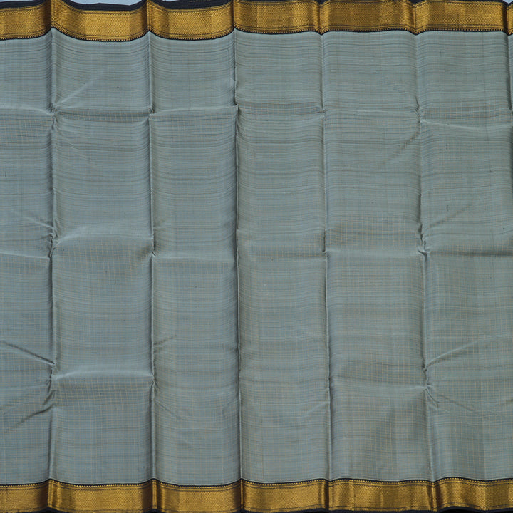 Hayagrivas Handloom Grey Kanjivaram Silk Saree with Karum Neelam Border KBE2339B13-1