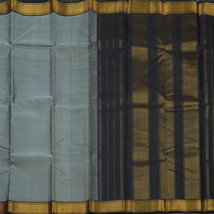 Hayagrivas Handloom Grey Kanjivaram Silk Saree with Karum Neelam Border KBE2339B13-1