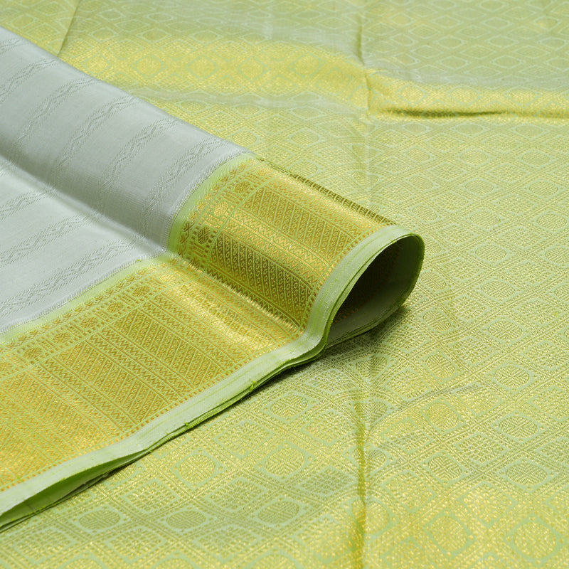 Hayagrivas Handloom Pastel Green Kanjivaram Silk Saree with Neon Green Border KBE2339B5-1