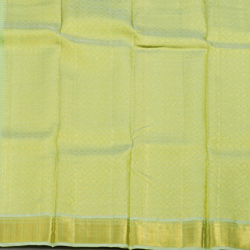 Hayagrivas Handloom Pastel Green Kanjivaram Silk Saree with Neon Green Border KBE2339B5-1