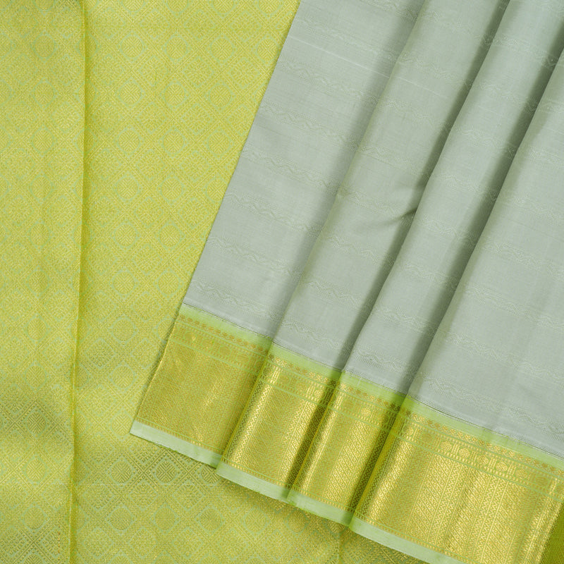 Hayagrivas Handloom Pastel Green Kanjivaram Silk Saree with Neon Green Border KBE2339B5-1