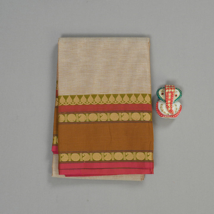Hayagrivas Handloom Pure Cotton Saree in Graceful Sandal KBE233D1-13