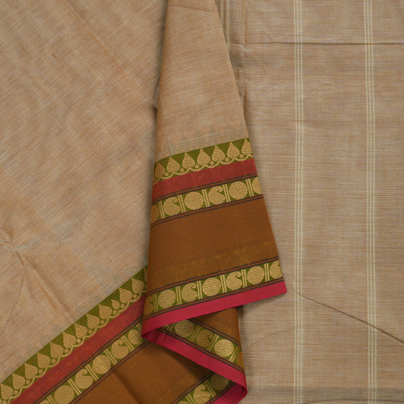 Hayagrivas Handloom Pure Cotton Saree in Graceful Sandal KBE233D1-13
