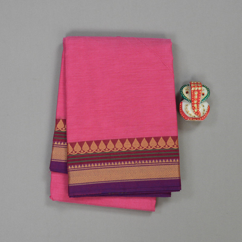 Hayagrivas Pink Handloom Pure Cotton Saree with Wine Maroon Border KBE233D1-25
