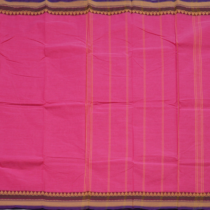 Hayagrivas Pink Handloom Pure Cotton Saree with Wine Maroon Border KBE233D1-25