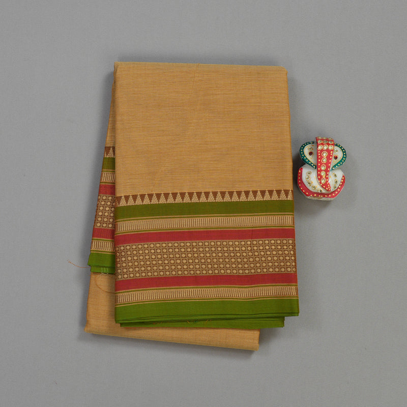 Hayagrivas Sandal Handloom Pure Cotton Saree with Brown Border KBE233D1-26