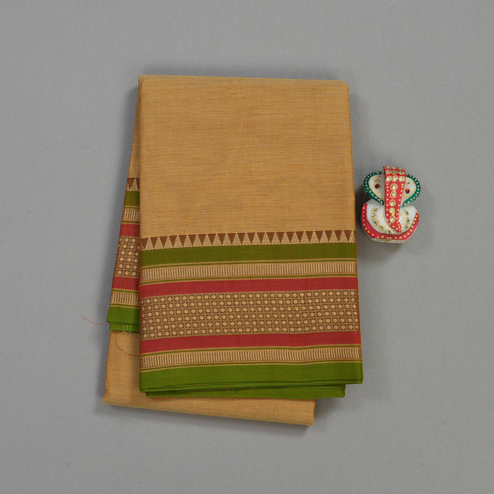 Hayagrivas Sandal Handloom Pure Cotton Saree with Brown Border KBE233D1-26