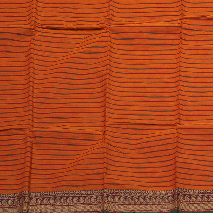 Hayagrivas Handloom Pure Cotton Saree in warm Honey yellow with purple border KBE233D1-29