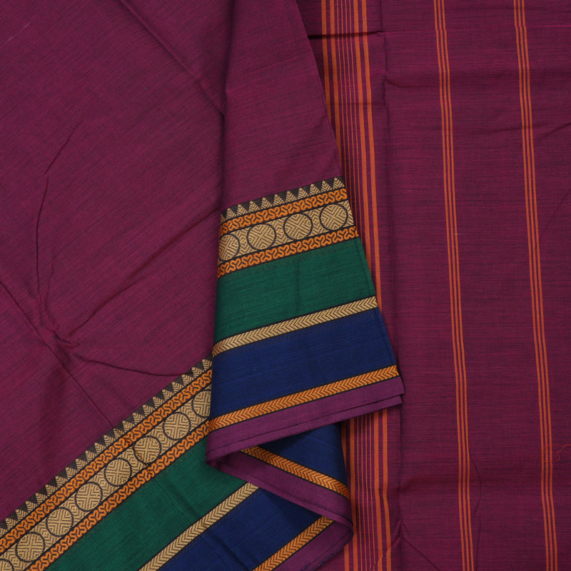 Hayagrivas Handloom Pure Cotton Saree in Attractive dark purple  KBE233D1-9