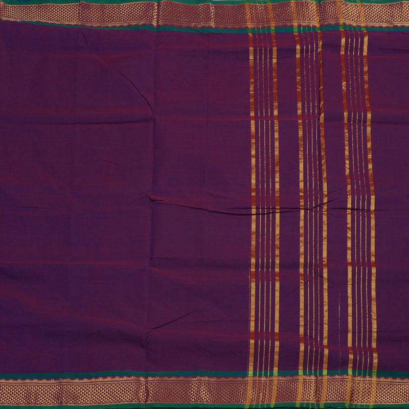 Hayagrivas Handloom Ten Yard Cotton Saree in Opulent Dark Purple KBE233D2-1