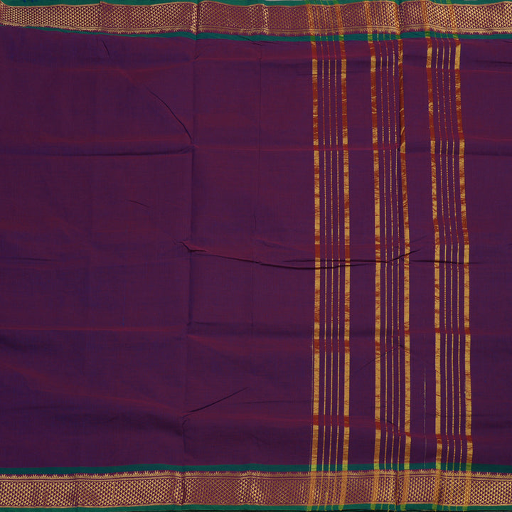 Hayagrivas Handloom Ten Yard Cotton Saree in Opulent Dark Purple KBE233D2-1