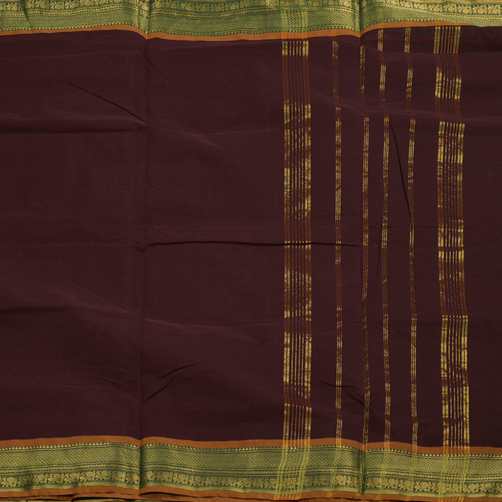 Hayagrivas Handloom Ten Yard Cotton Saree in Classic Dark Maroon KBE233D2-6