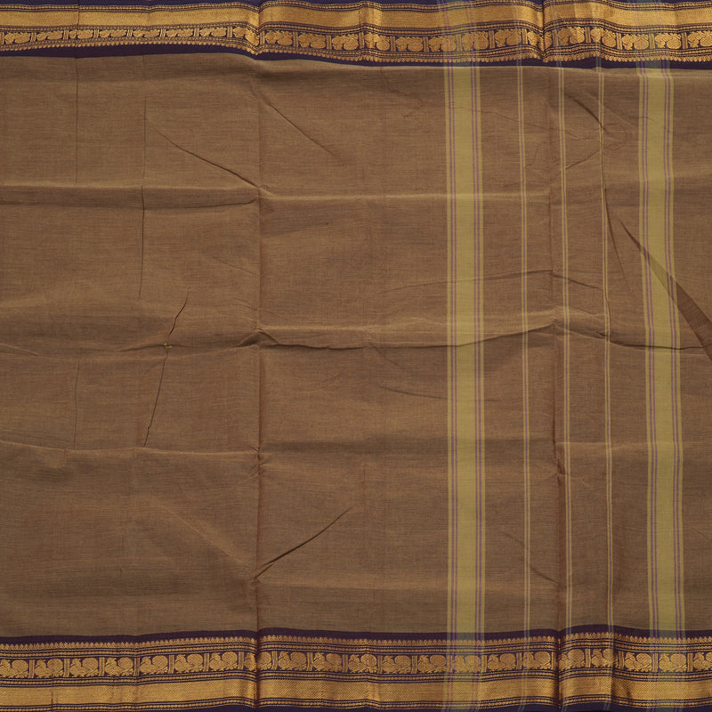 Hayagrivas Handloom Ten Yard Cotton Saree in Earthy Wheat Brown KBE233D2-7
