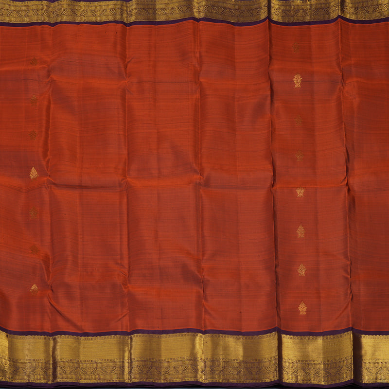 Hayagrivas Handloom Rust Orange Kanjivaram Silk Saree with Violet Border KBE2340B1-10