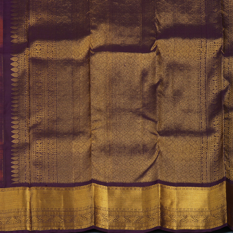 Hayagrivas Handloom Rust Orange Kanjivaram Silk Saree with Violet Border KBE2340B1-10
