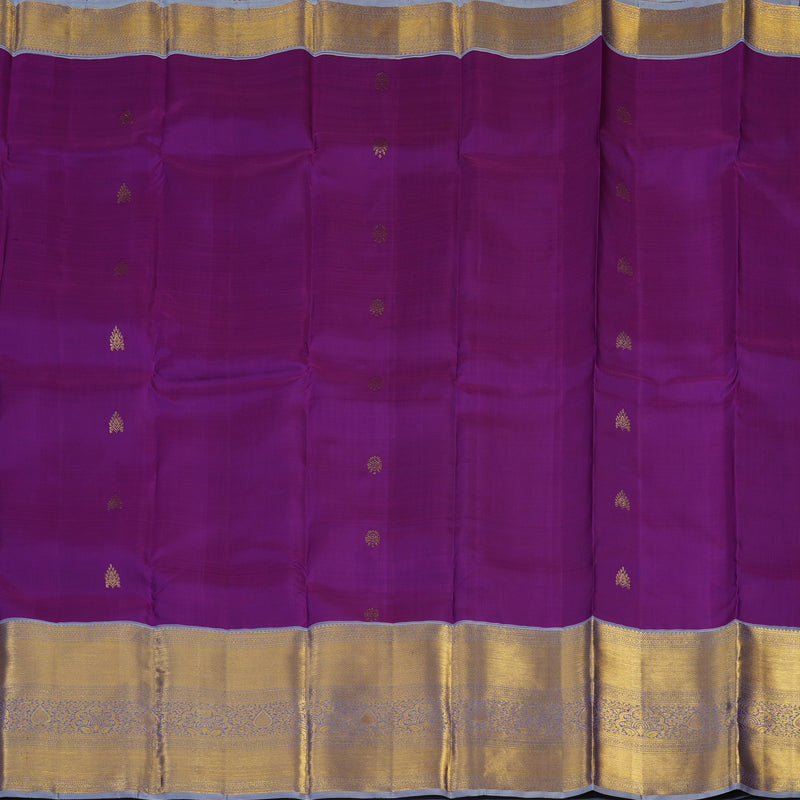 Hayagrivas Handloom Purple Kanjivaram Silk Saree with Bluish-Grey Border KBE2340B2-4